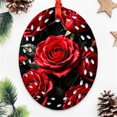 Red Roses Ornament (oval Filigree) by Sabxi