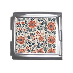 Retro Scandinavian Nordic Flowers Pattern Mega Link Italian Charm (18mm) by violetheavensky