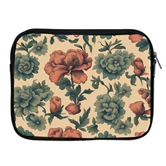 Victorian Beige And Teal Flower Pattern Apple Ipad 2/3/4 Zipper Cases by violetheavensky