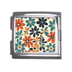 Retro Scandinavian Nordic Flowers Pattern 2 Mega Link Italian Charm (18mm) by violetheavensky