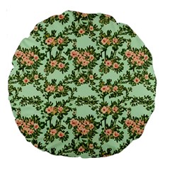 Retro 1880s Flowers Pattern 5 Large 18  Premium Round Cushions by violetheavensky