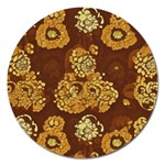 Mid Century Retro Floral 1970s 1960s Pattern 95 Magnet 5  (Round) Front