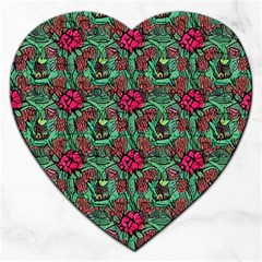 Retro 1880s Flowers Pattern 3 Jigsaw Puzzle (heart) by violetheavensky