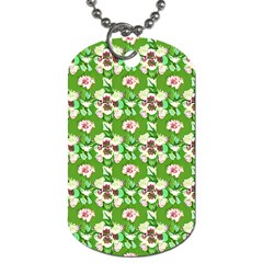 Retro 1880s Flowers Pattern 4 Dog Tag (one Side) by violetheavensky