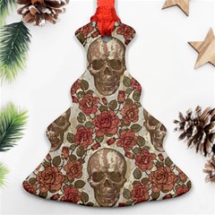 Skull And Roses Flowee Flora Floral Patterns Pattern Christmas Tree Ornament (two Sides) by Tsamara