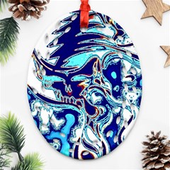 Trippy Dippy Bears Blue Dancing Greatful Dead Skull Steal Your Face Oval Filigree Ornament (two Sides) by Salmanaz77