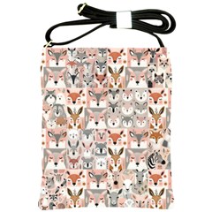 Mix Animal Faces Shoulder Sling Bag by DinkovaArt